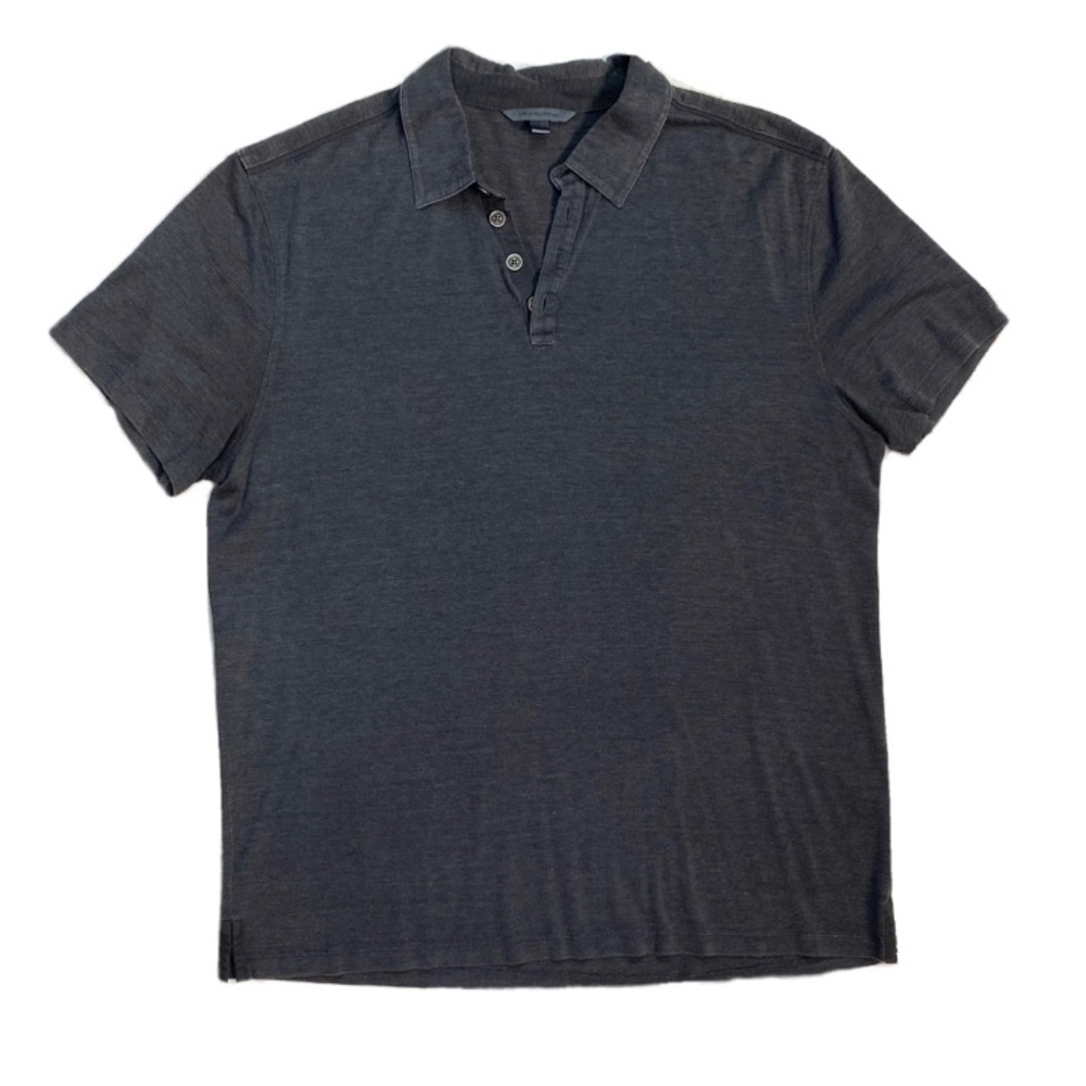 John Varvatos HAMPTON POLO Men’s Large BLK Cord/Gray  75% Silk 25% Cotton